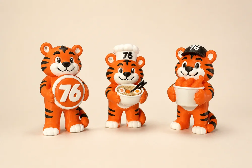 Three custom tiger mascots made for a team