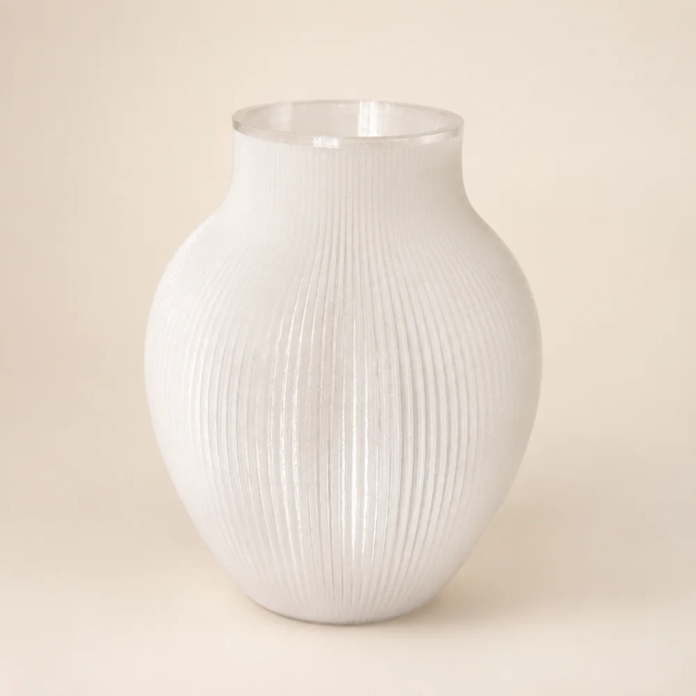 White Ribbed Vase